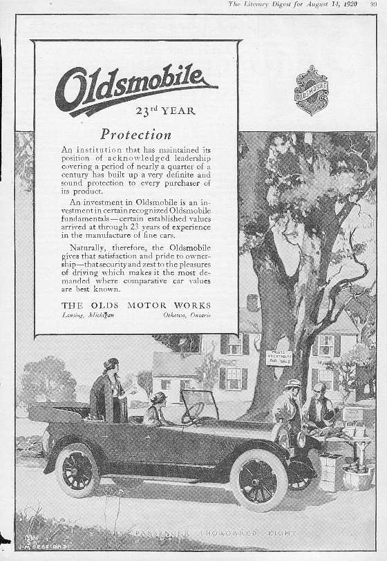 1920 Oldsmobile Auto Advertising
